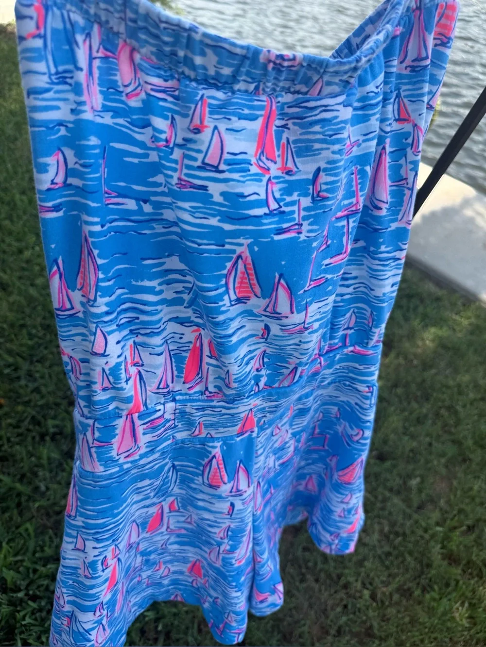 Lilly Pulitzer High-Waist Blue Shorts with Pink Sailboats